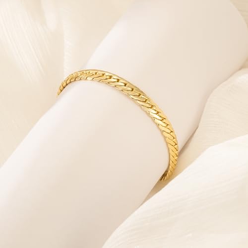 MELELIFE 14K Gold Bracelets for Women & Men’s Bracelet Dense Cuban Gold Chain Bracelet for Women Bold Bracelets Non Tarnish Presents (6.5, 7, 7.5, 8, 9 in)3