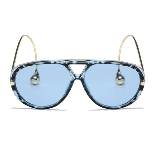 Long Keeper Retro Oversized Pilot Sunglasses Women Trendy 70s Pilot Shield Big Frame Double Bridge Vintage Shades UV4002