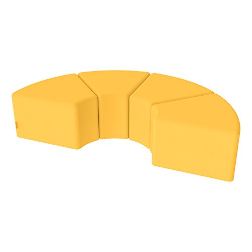 Image of Sprogs 18 inch H Structured Wedge Stool -Flexible Modular Collaborative Soft Seating for Office, Home, Lounge and School Classrooms with Durable FrameYellow