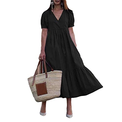 Robe d'été pour femme longue et noire en L idéale pour vos douces soirées élégantes