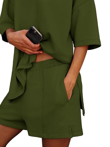 Image of COCCKO Womens Shorts Sets Matching Lounge Two Piece Outfits Summer Cute Casual Vacation Short Sleeve 2 Piece Set