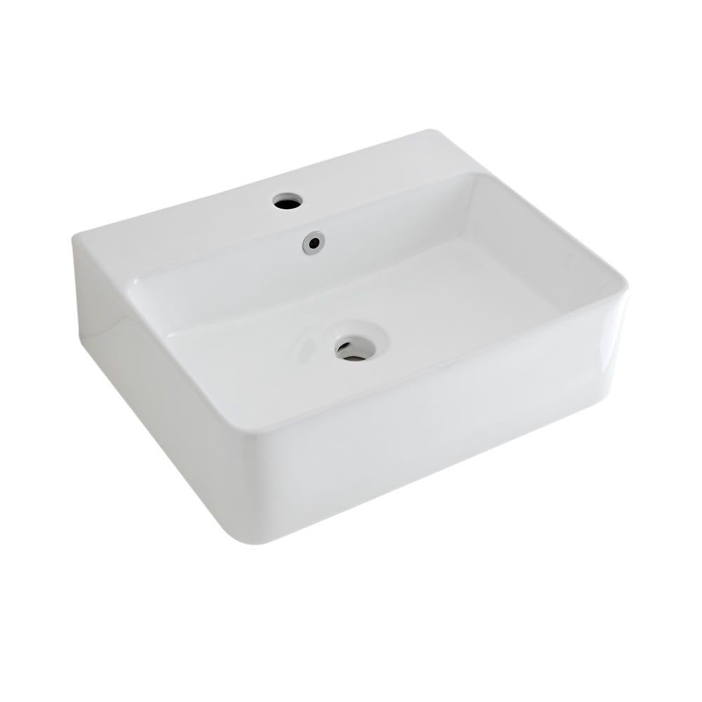 Milano Chalk Overflow Farington White Countertop Wall Hung Bathroom Basin Sink Ring - 520 X 420Mm