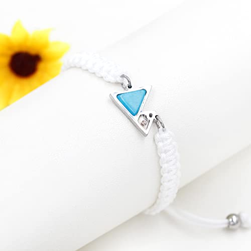 Image of Uloveido Handmade Braided Rope Bracelets with Blue Triangle Mountain Mustard Seed Charm Unisex Mountain Bracelet