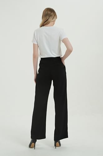 Tronjori Women High Waist Casual Straight Leg Long Business Work Suit Dress Pants Wide Leg Trousers Regular Waistband4