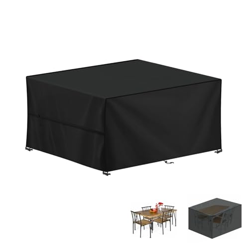 LAMUNI Abdeckung für Gartenmöbel Wasserdichte Schutzhülle Gartenmöbel Anti-UV Abdeckplane für Gartentische Terrassenmöbel, Schwerlast 420D Oxford Outdoor Abdeckhaube für Möbelsets, 130x100x75cm