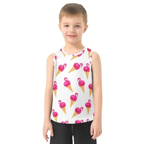 J JOYSAY Flamingo Icecream Cone Boys Tank Top Sleeveless Muscle Shirts Quick Dry Kids T-Shirts 3-15T2