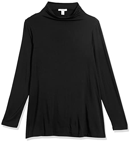 Amazon Essentials Women's Jersey Long-Sleeve Mock Neck Swing Tunic (Previously Daily Ritual), Black, Small #TOP5