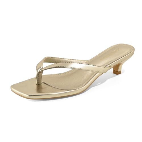 Image of Women's Flip-Flops Kitten Heels Thong Sandals For Women Square Toe Slip On Fashion Summer Dress Sandals