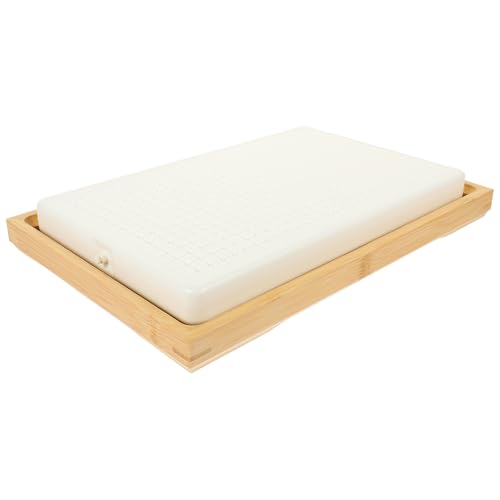 Plato rectangular para sushi de bambú y plástico miniatura 1