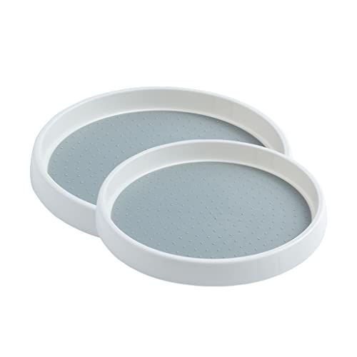 2 bandejas giratorias, para especias y condimentos, almacenamiento de cocina, 2 tamaños, bandeja redonda (25 cm, 9,8 y 30 cm, 11,8 in), base de plástico giratorio para el armario, para salón y comedor