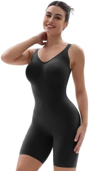 SHAPERX Women's Shaping Mid-Thigh Bodysuit Tummy Control Shapewear Seamless Full Body Shaper - Image 3