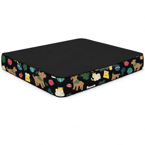 Colchão Pet Ortopédico Impermeável D18 para Cachorro Grande e Médio, Cama de Espuma Densa com Topo Lavável e Laterais Respiráveis Estampadas, Altura Confortável 7cm (G 100x70cm (CxL))