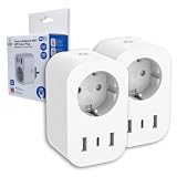 2 Prese Smart WiFi 16A con 2 USB e USB-C, Monitoraggio Consumi, Compatibile Alexa e Google Home, Timer, Controllo Remoto da Smartphone tramite App Smart Life