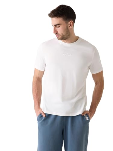 GUESS T-shirt coupe droite en coton noir pour homme look casual