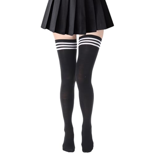 Calcetines altos hasta el muslo, calcetines hasta la rodilla para mujer, calcetines largos para mujer, calcetines extralargos, calcetines a rayas para mujer, calcetines casuales para mujer,