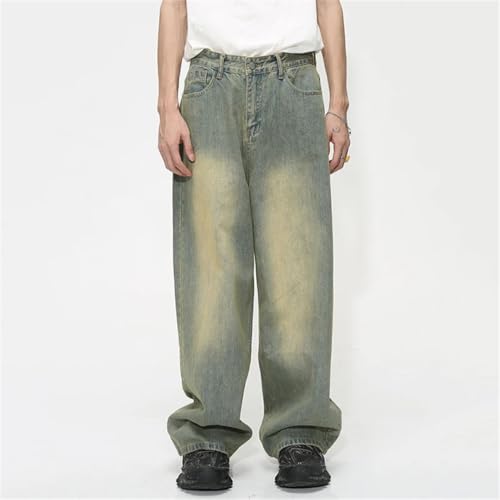 Men's Vintage Baggy Jean Trousers Distressed Personality Wide Leg Denim Pant3