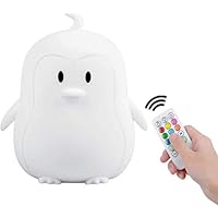 Tekemai Big Size Night Light, Portable Silicone Bedside Lamp, Multicolor Light with Remote Control, USB Rechargeable led Light for Kids/Baby Bedroom/Adults/Children/Gift - Large Penguin