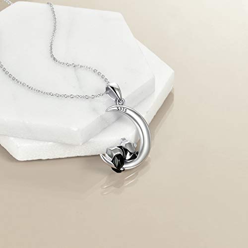 Panda Necklace Sterling Silver Cute Origami Panda I Love You to The Moon and Back Pendant Necklace for Women Wife Mom3