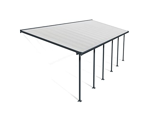 Palram Canopia by Terrassenüberdachung Alu Feria 3X9.15 Polycarbonat Hohlkammerplatten Pergola 915 x 300 cm Grau zur Überdachung ihrer Terrasse
