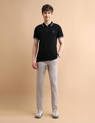 Image of U.S. Polo ASSN. Solid Slim Fit Polo T Shirts for Men - 100% Cotton, Half Sleeve Mens Tshirt
