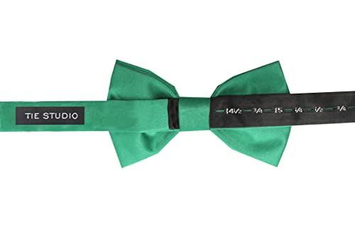 Image of Tie Studio Mens Formal Solid Bow tie | Satin | Microfiber | Standard Size | Premium fabric | Superior Clip Hold | Packaging - Box | Colour - Black Bow Tie (Set of 1)