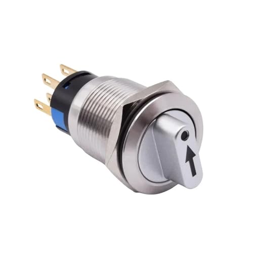 Interruptor giratorio de 3 posiciones y selector de metal con luz LED roja 2NO2NC 2