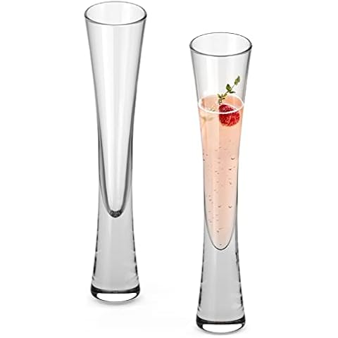 NUTRIUPS Hand Blown 5oz-2 Pack Champagne Flutes Glasses, Clear Crystal Glass Champagne Glasses Cover