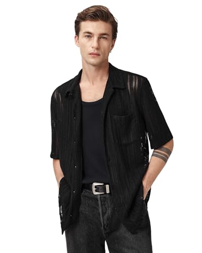 Chemise pour homme AllSaints noir profond taille S en coton chic