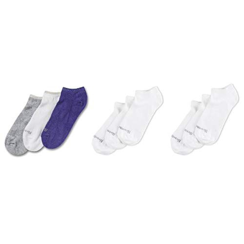 No Nonsense womens Soft and Breathable Mesh No Show Liner Sock, 9 Pair Pack Socks, Assorted 1: White/Grey/Purple, One Size US