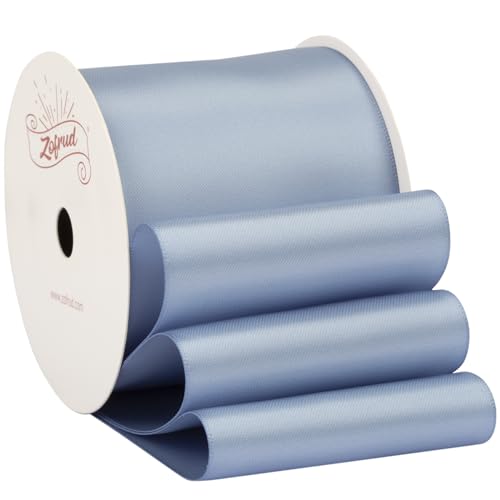 Zofrud French Blue Satin Ribbon 63mm x 9 Meters - Large Ribbon Ideal for Bows Gift Wrapping, Flower Bouquet, and Crafts