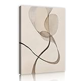 スカンジナビアキャンバスウォールポスターブラウン半透明の花のラインウォールキャンバス写真アートバスルームの寝室ミニマリストの家の装飾80x120cmインナーフレーム