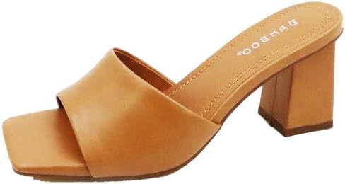 BAMBOO Lasting-54 Women's Open Toe Chunky Heel Mule Sandals