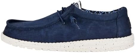 HEYDUDE Men's Wally Stretch Canvas Slip On Loafer | Lightweight Shoe, Navy, 10