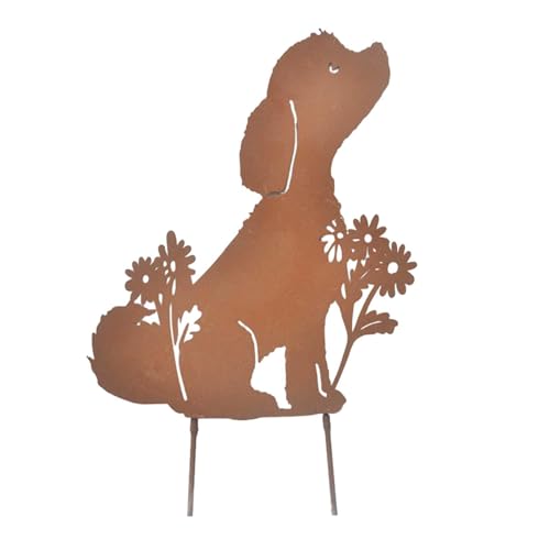 Dualoai Piquet Décoratif de Jardin, Statue de Décoration de Jardin en Métal pour Chien, Décoration Murale en Métal, Décoration Extérieure pour Chien, Décorati