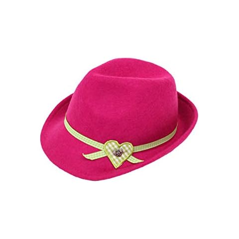 Isar-Trachten Damen Damen Trachtenhut pink mit grünem Herzerl, PINK, 53 Cover
