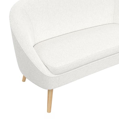 Canapé banquette Sonia bouclette blanc 135 cm IDMarket