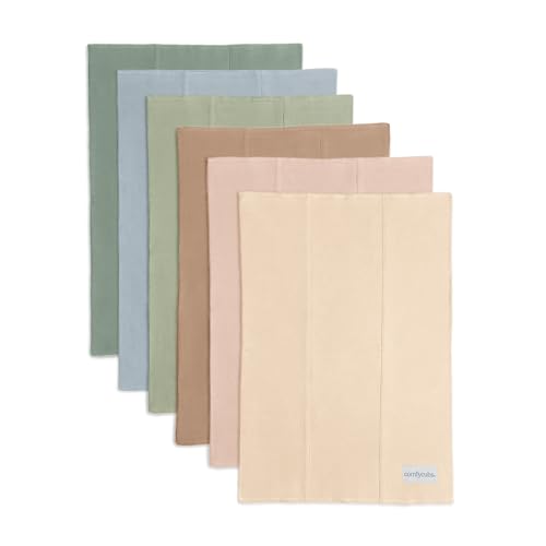 Image of Comfy Cubs Baby Burp Cloths Set (Pack of 6) - Large, 6-Layer, Ultra Absorbent 100% Cotton for Infant Spit-Up, Drool, and Messes - Soft, Gentle, Thoughtful New Born Baby Gifts, Multi