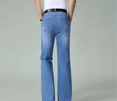 Men Wide Leg Jeans Lightweight Straight Denim Pants Summer Thin Business Casual Office Trousers3