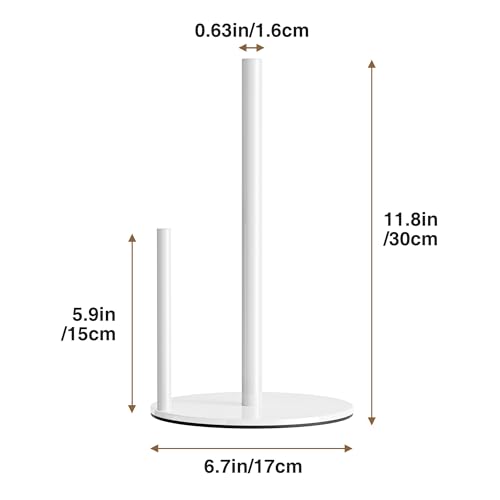 Image of Paper Towel Holder White Kitchen Roll Holder, Paper Towel Holder for Kitchen Roll Organize, Countertop Roll Dispenser with Weighted Base