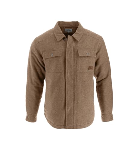 Thorogood Men's Merrill Heavyweight Berber Lined Shirt Jacket, Button Up Workwear Flannel Shacket, Otter Melange, X-Large