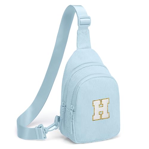 Image of Viverte Small Corduroy Sling Bag Initial Crossbody Bag Fanny Pack for Girls Personalized Birthday Gifts for Teen Girls Gifts