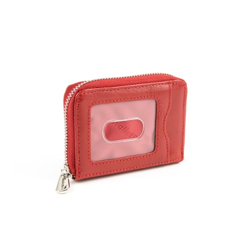 Image of Women's Wallet Leather RFID Original Zip Accordion, 10 Card Slots, Vegetable Tanned Leather Red