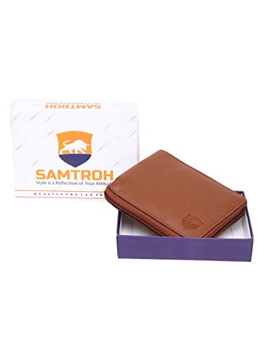 Image of SAMTROH Men Casual, Ethnic, Evening /Party, Formal, Travel, Trendy Tan Artificial Leather Wallet (4 Card Slots) (SM Bull Tan Round Chain)
