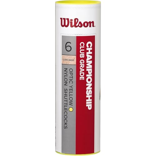 Wilson Badminton-Ball, Championship Shuttlecocks, 6-er Dose, 79 Grains, Gelb, Kunststoff/Naturkork, WRT6044YE79, Einheitsgröße