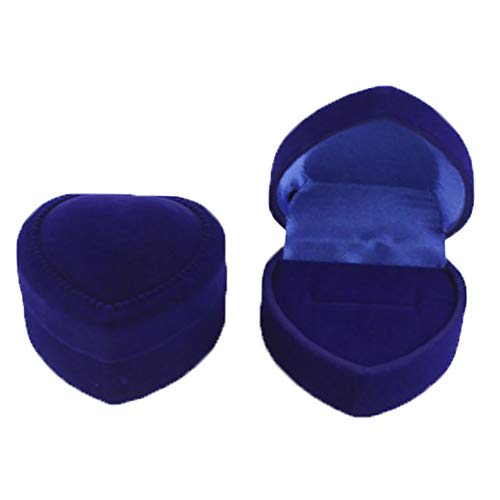 Preisvergleich Produktbild MSYOU Schmuckkästchen aus Kunststoff in Herzform für Ringe, multifunktional, Aufbewahrungsbox für Reisen, Schmuckkästchen, für Damen und Mädchen 4.8 * 4.8 * 3.5cm blau