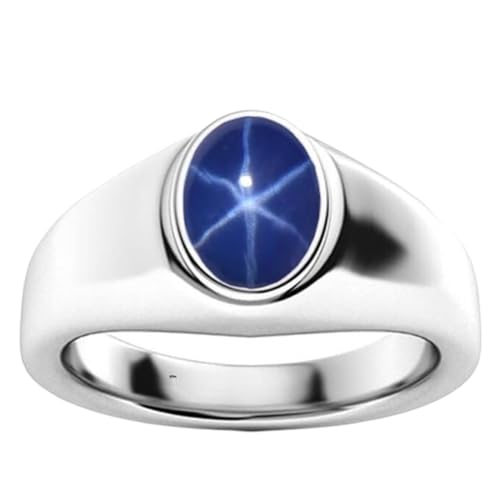 Oval Blue Star Sapphire Ring 925 Sterling Silver Blue Starts Ring Jewelry For Women Wedding Jewelry Sapphire Gemstone
