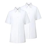 Trutex Basics 2 Pack Girls Short Sleeve School Shirts (3-16+ Yrs) Girls Slim Fit School Shirts, Easy Iron Short Sleeve White - Genuine Uniform