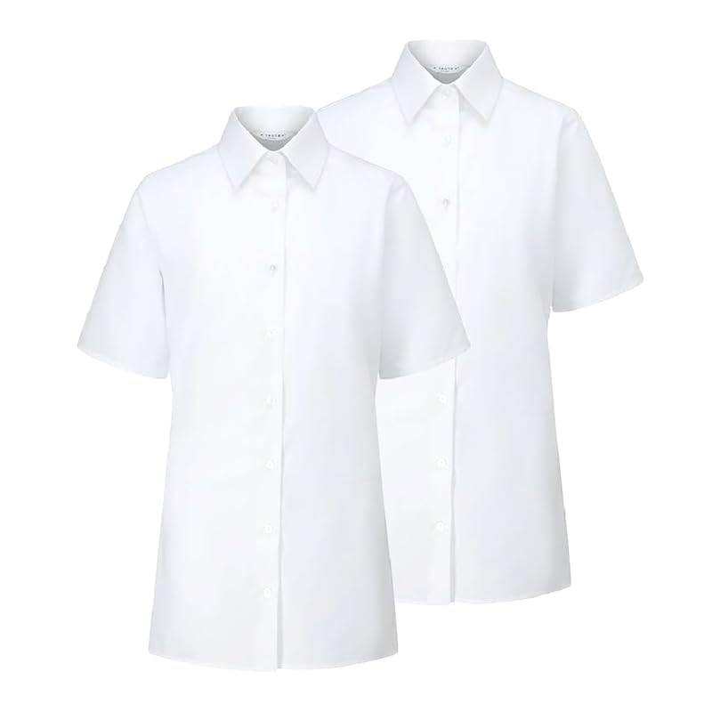 Chemises d'école blanches filles Trutex sans plis manches courtes