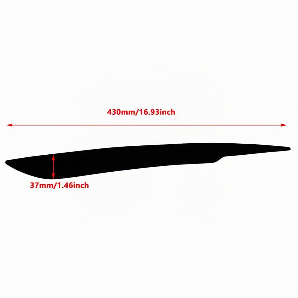 Riloer Embellecedores para cejas y párpados compatible con Audi A4 B7 S4 2006-2007, plástico negro brillante, 430 x 37 mm, 2 unidades