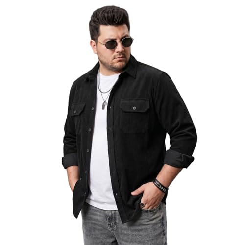 Image of Urbano Plus Men's Corduroy Full Sleeve Regular Fit Solid Overshirt with Utility Pockets